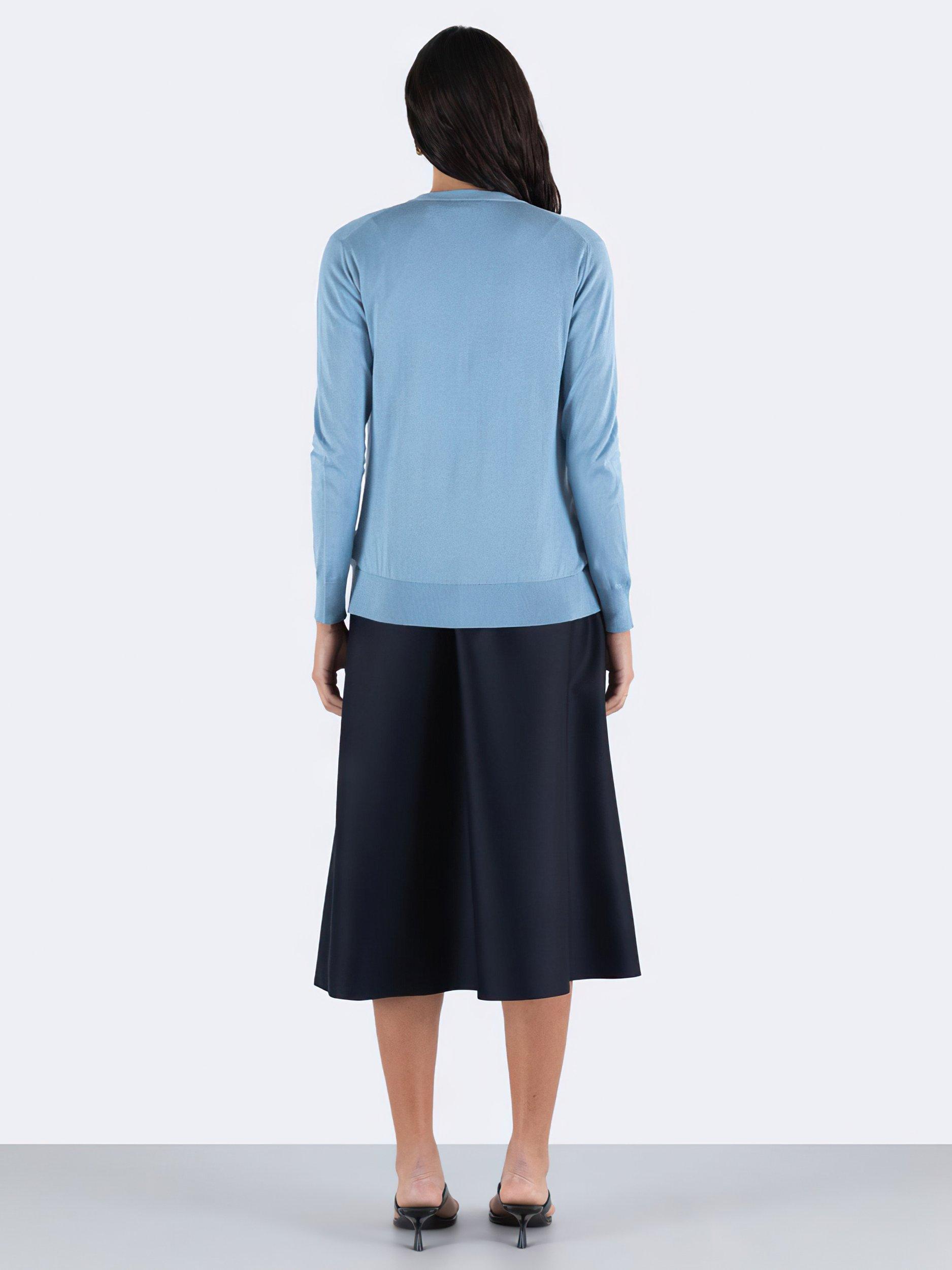 Product image 3 of 5, which shows John Smedley Yasmin Cardigan, Sea Glass, S