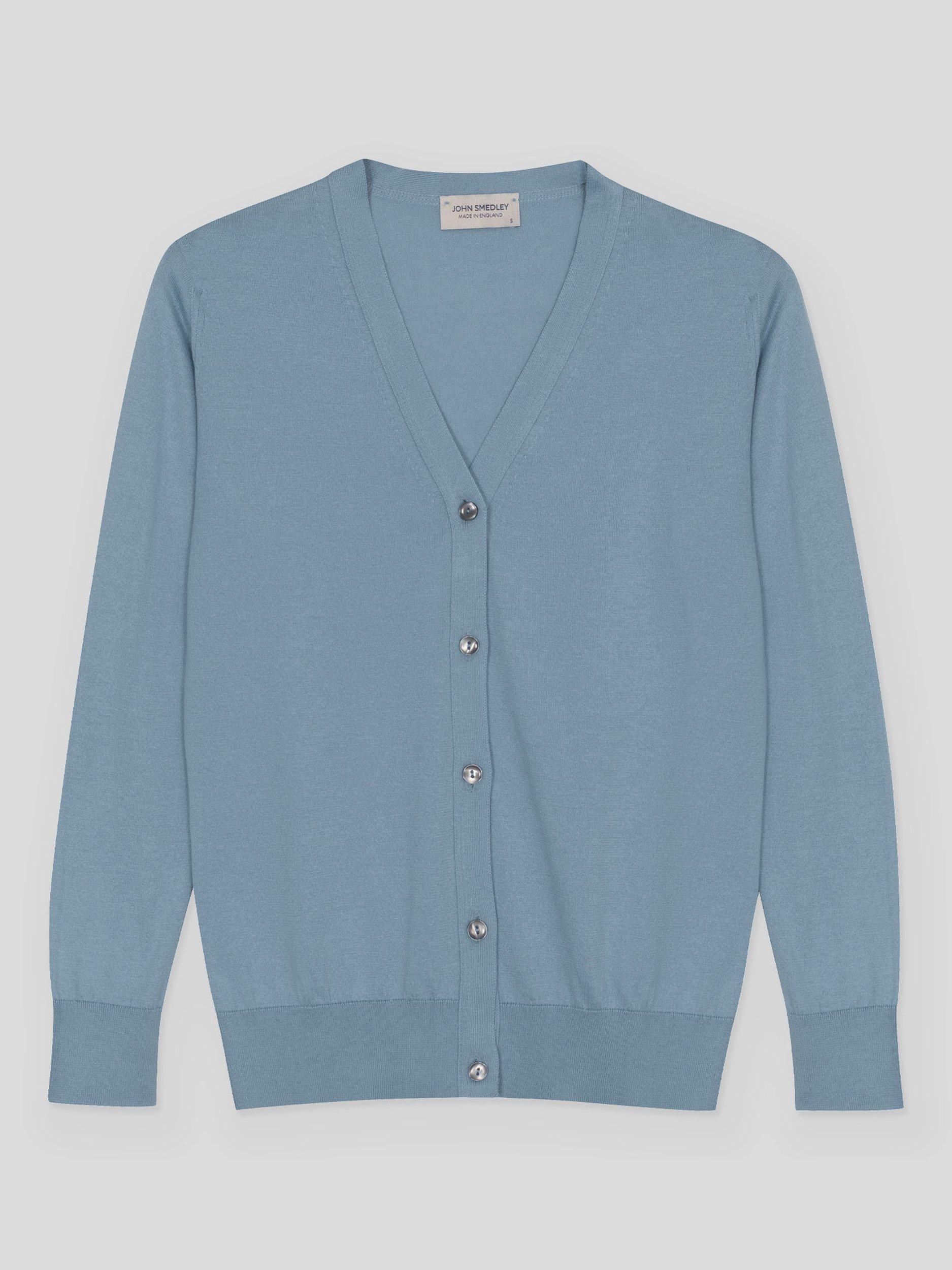 Product image 4 of 5, which shows John Smedley Yasmin Cardigan, Sea Glass, S