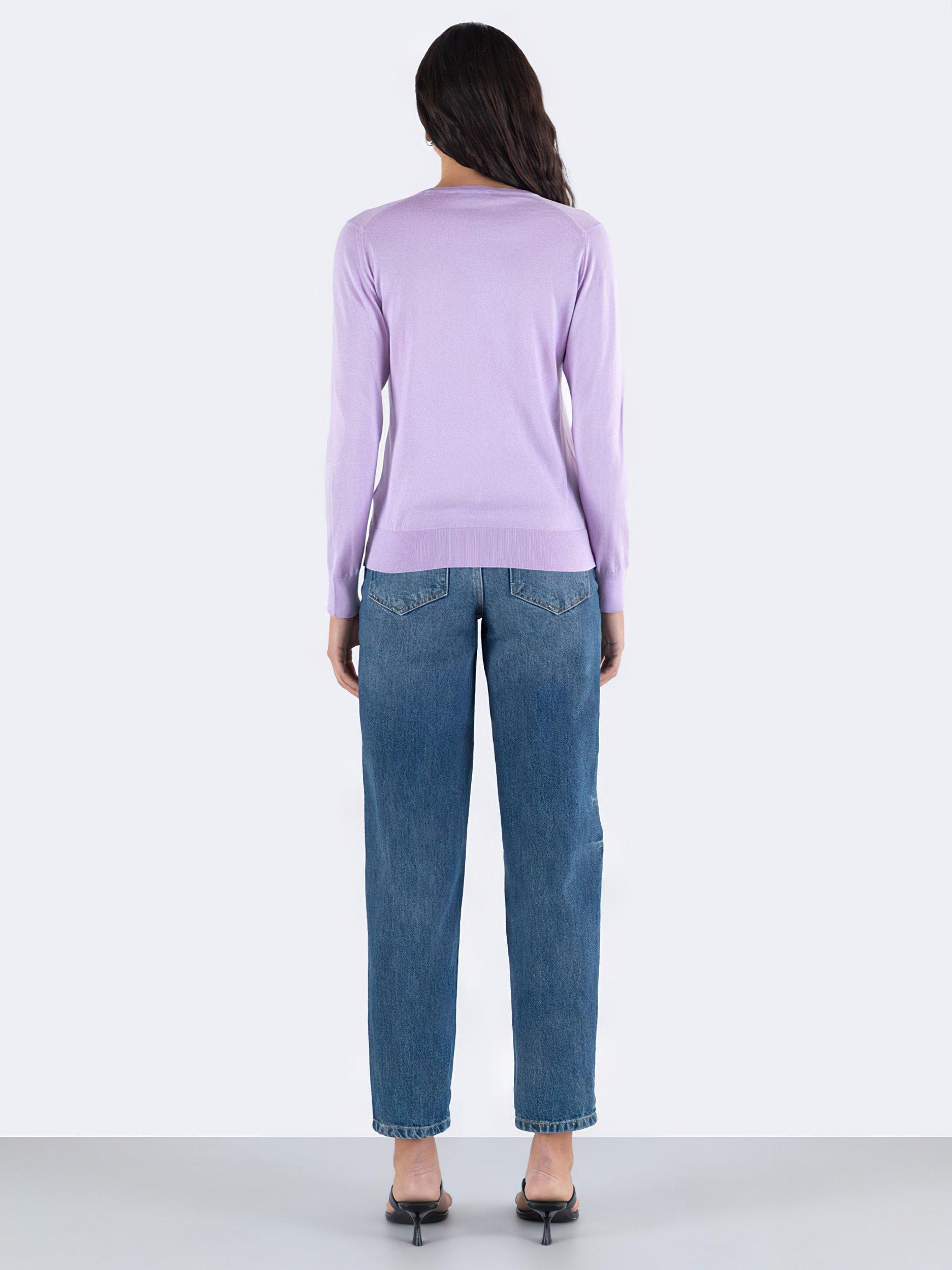 Product image 2 of 5, which shows John Smedley Evonne Fint Knit Jumper, Lilac, L