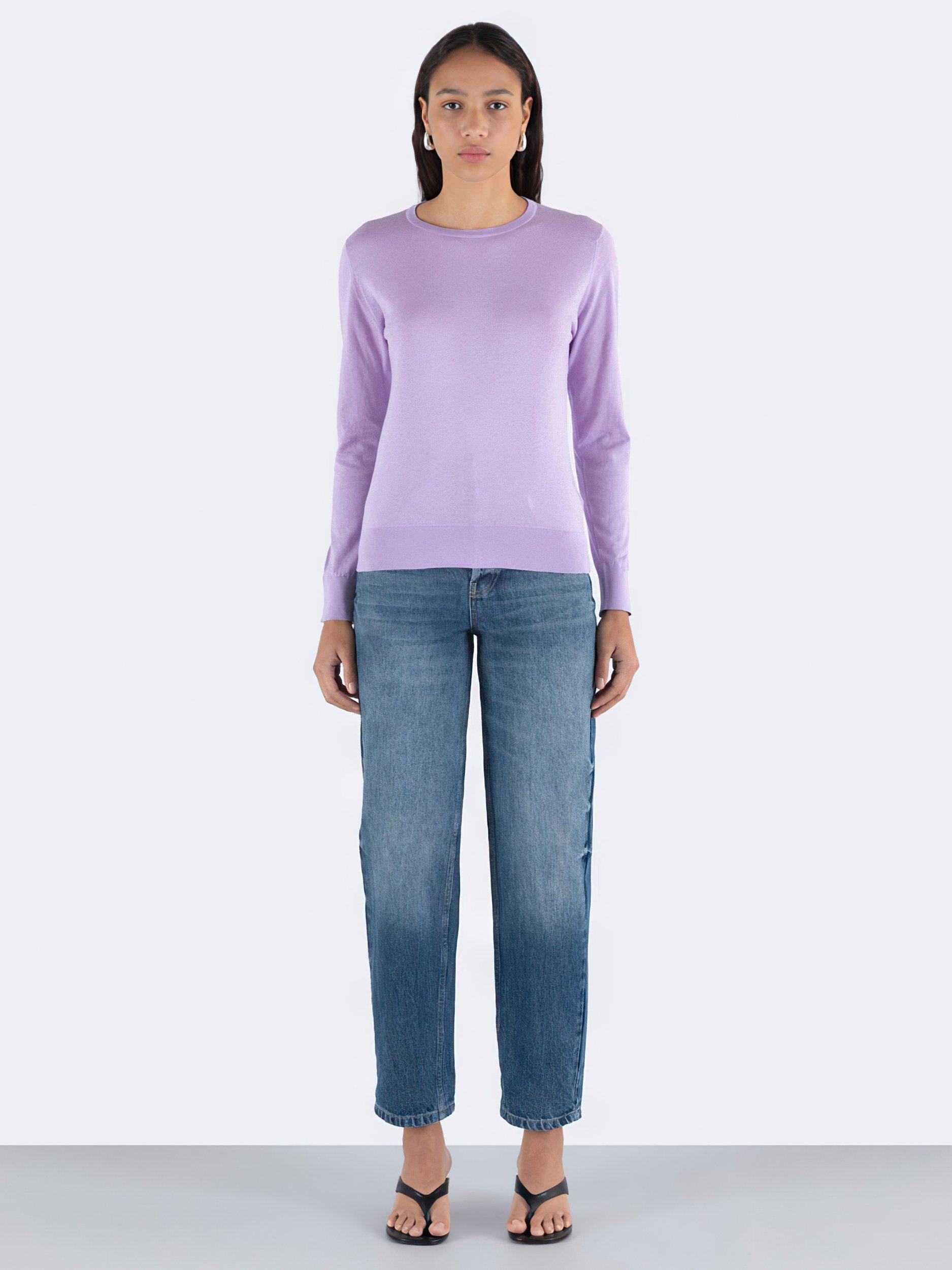 Product image 3 of 5, which shows John Smedley Evonne Fint Knit Jumper, Lilac, L