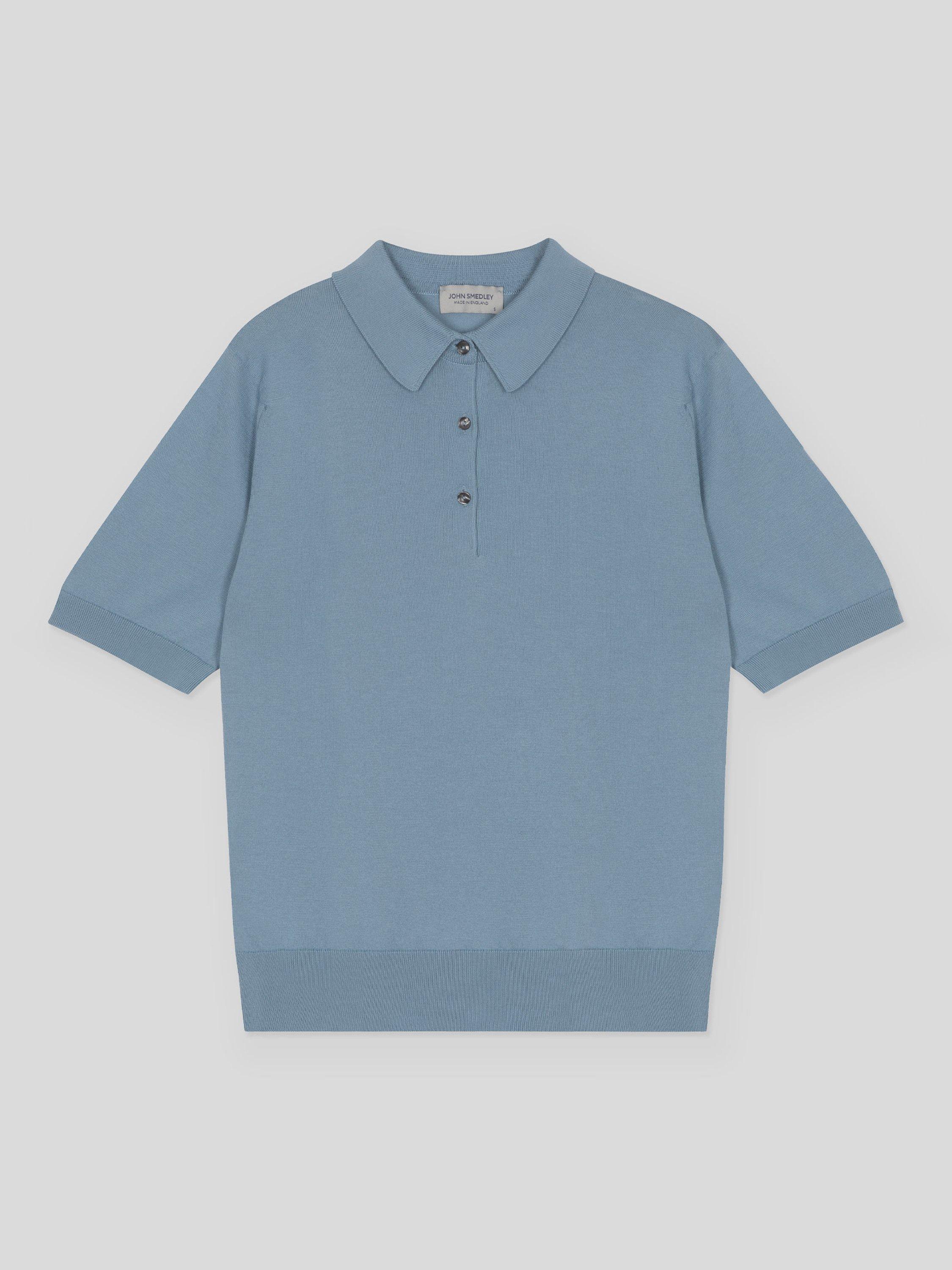 Product image 4 of 5, which shows John Smedley Jill Polo Shirt, Sea Glass, S