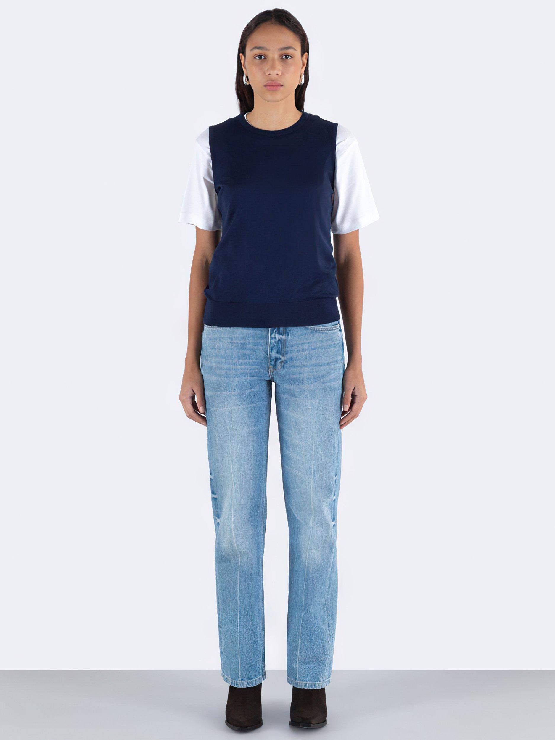 Product image 3 of 5, which shows John Smedley Kerry Pure Cotton Vest Top, French Navy, S