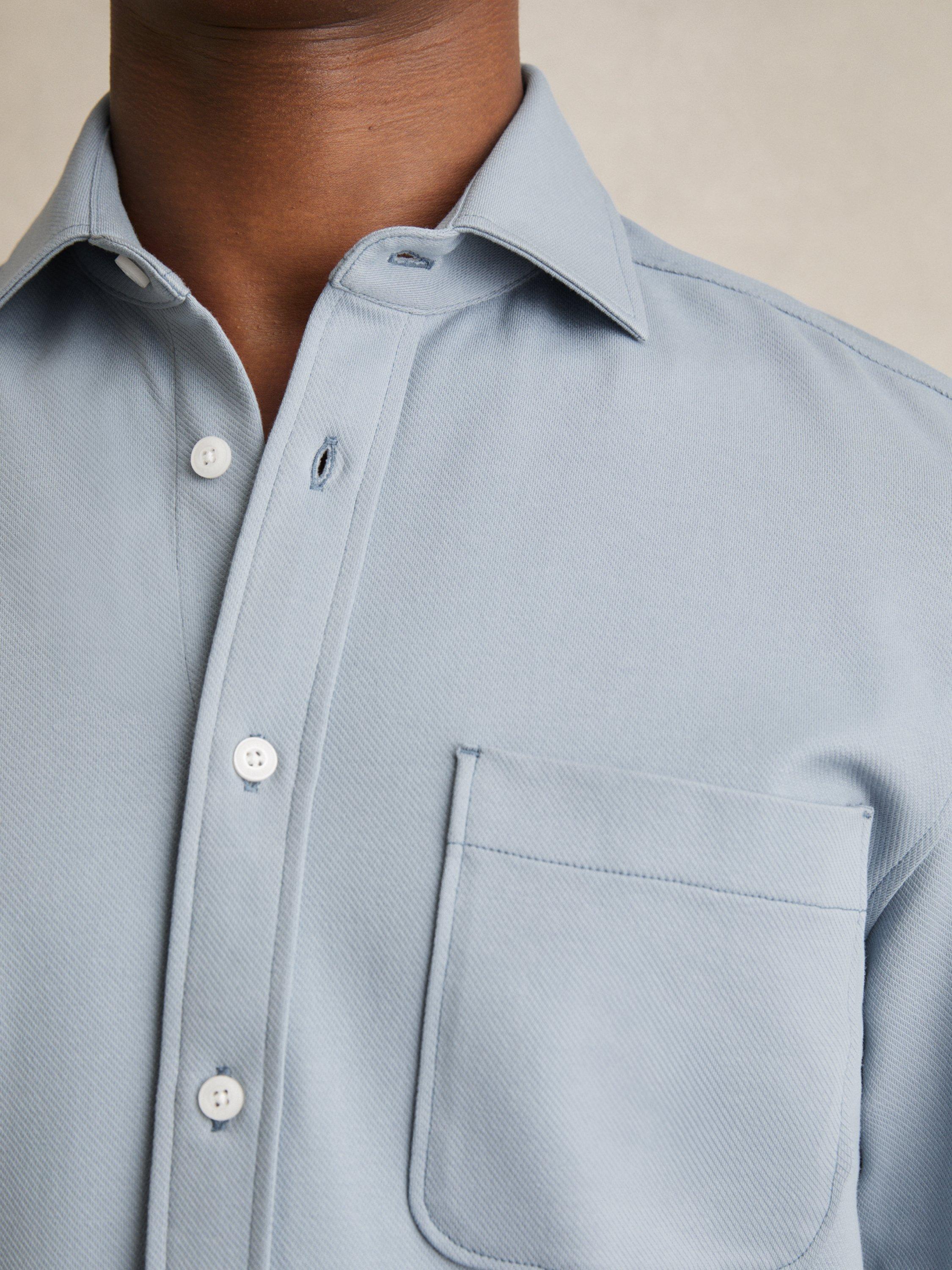Product image 5 of 5, which shows Reiss Kappo Cotton Blend Overshirt, Soft Blue, XS