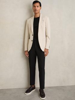 Reiss Found Draw Cord Waist Slim Fit Trousers, Black