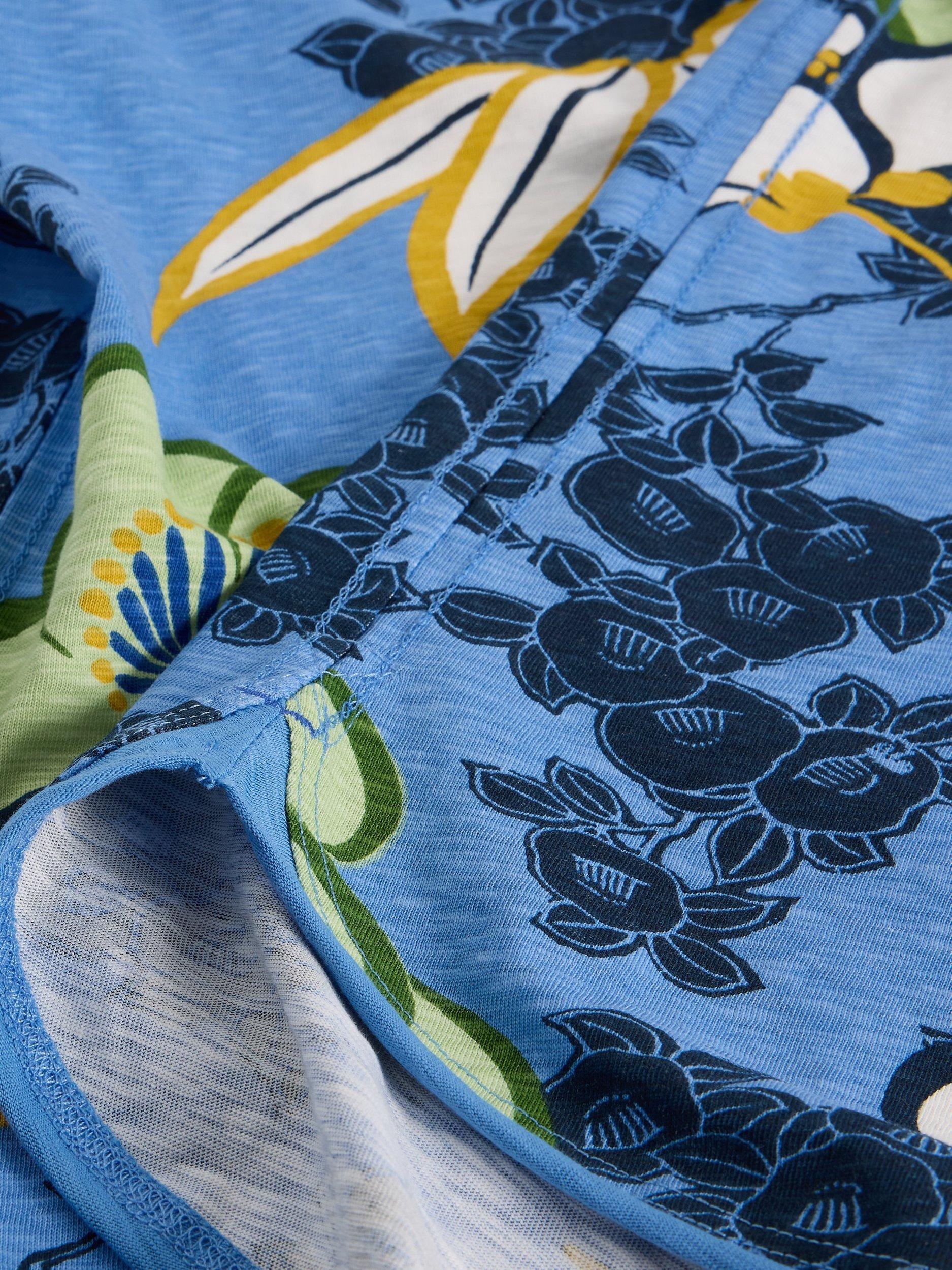 Product image 6 of 6, which shows White Stuff Clara Floral Jersey Top, Mid Blue, 8