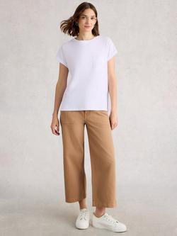 White Stuff Gina Cotton Crew Neck T-Shirt, Bril White