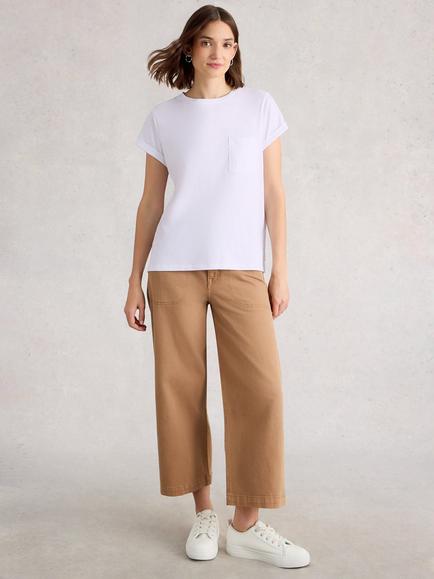 White Stuff Gina Cotton Crew Neck T-Shirt, Bril White