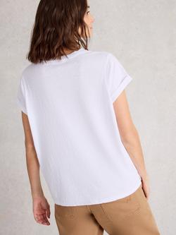 White Stuff Gina Cotton Crew Neck T-Shirt - view 2, Bril White