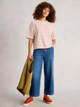 White Stuff Katya Stripe Organic Cotton T-Shirt, Ivory/Multi