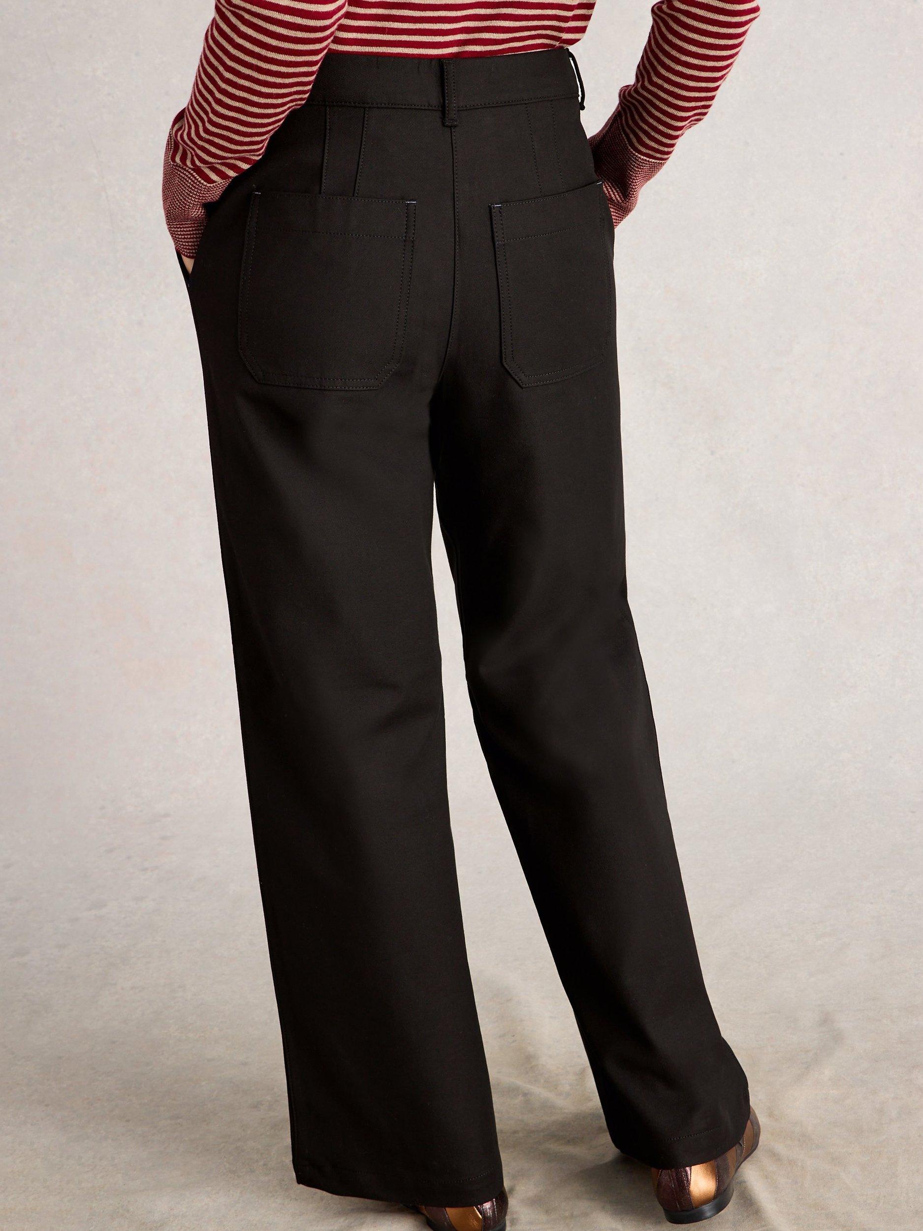 Product image 2 of 6, which shows White Stuff Belle Wide Leg Trousers, Pure Black, 14R