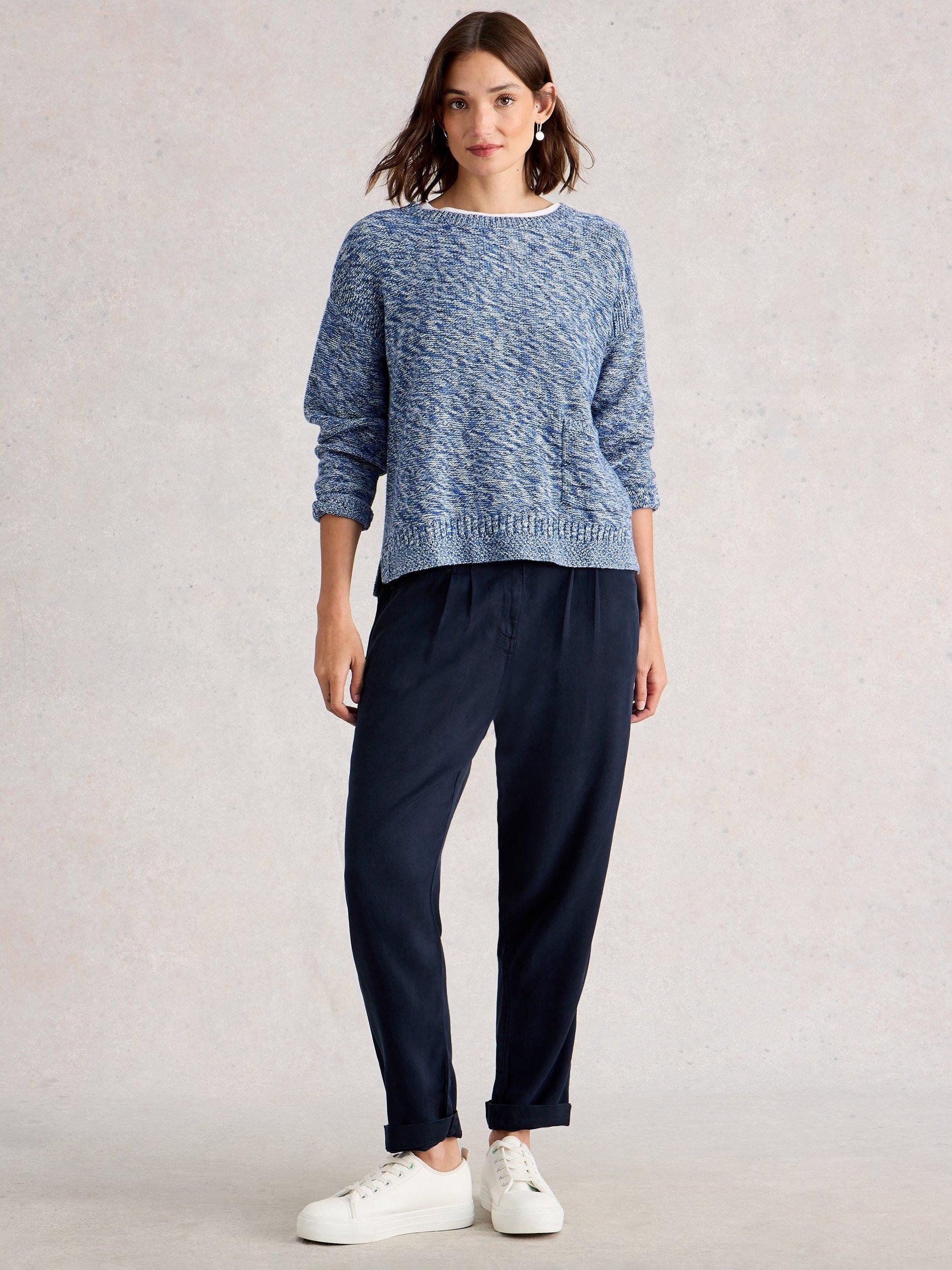 Product image 1 of 6, which shows White Stuff Rowena Pure Linen Trousers, Navy, 6