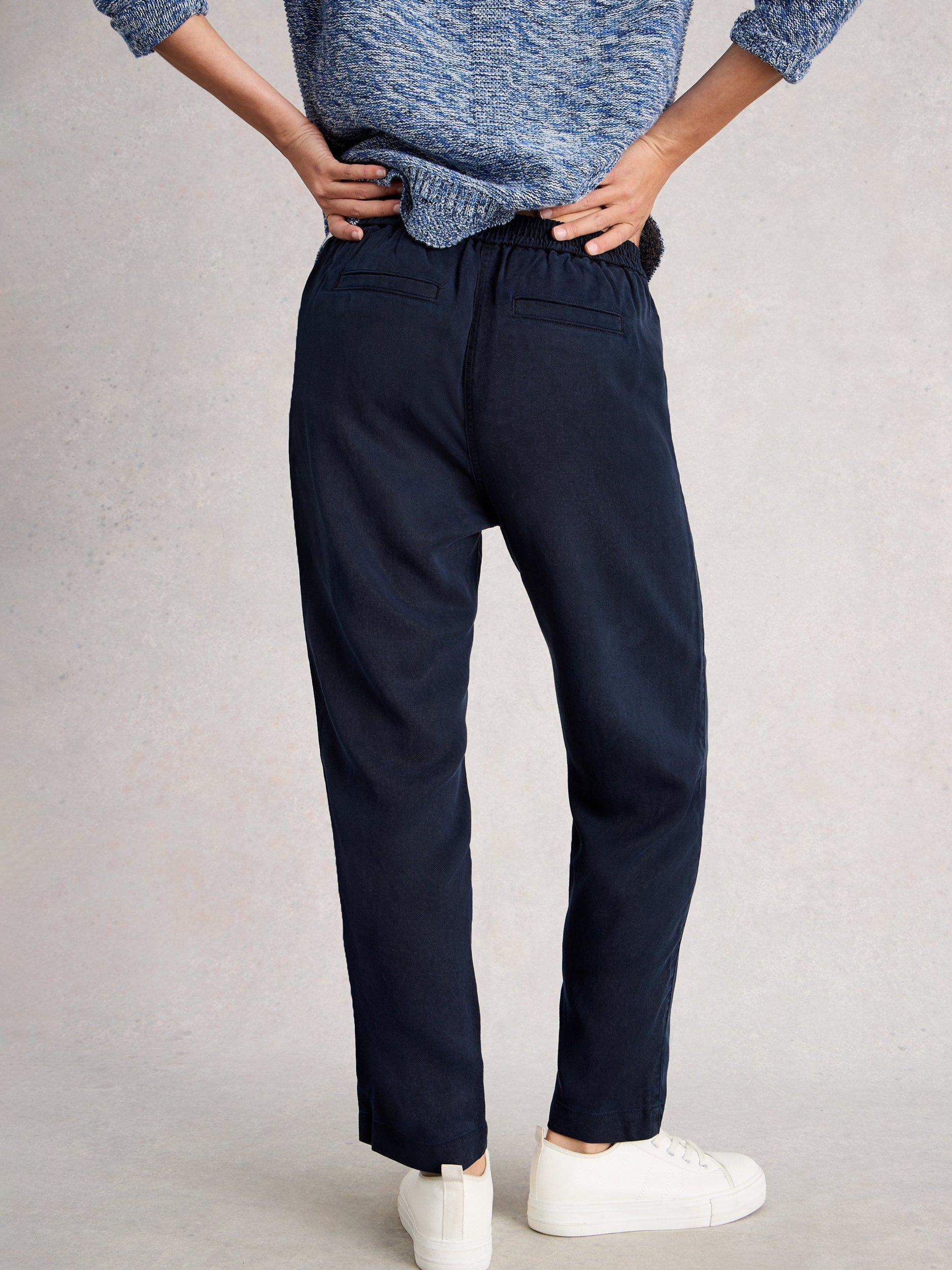 Product image 2 of 6, which shows White Stuff Rowena Pure Linen Trousers, Navy, 6