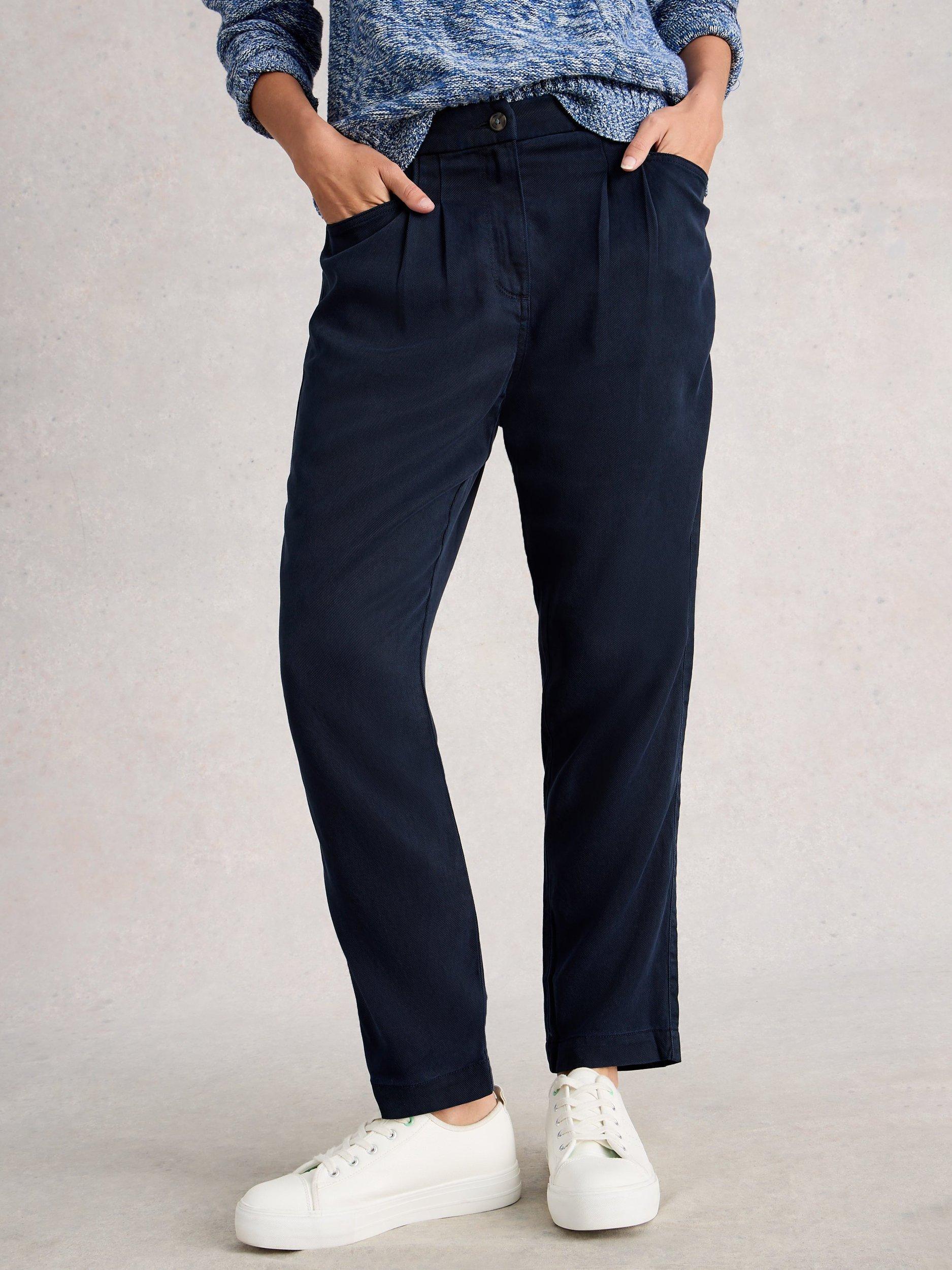 Product image 3 of 6, which shows White Stuff Rowena Pure Linen Trousers, Navy, 6