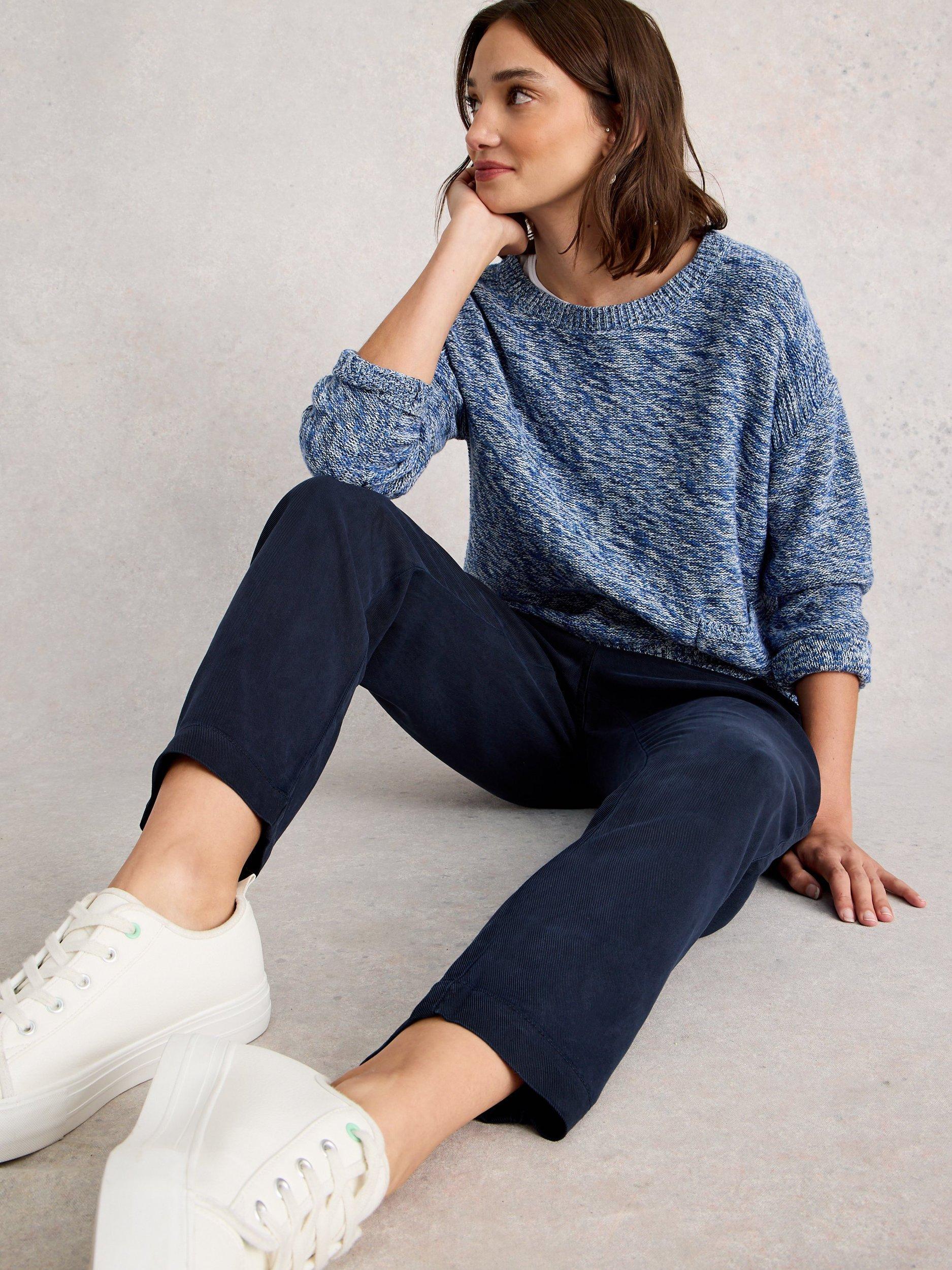 Product image 4 of 6, which shows White Stuff Rowena Pure Linen Trousers, Navy, 6