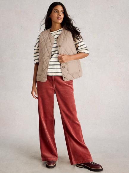 White Stuff Emily Quilted Gilet, Natural, Natural