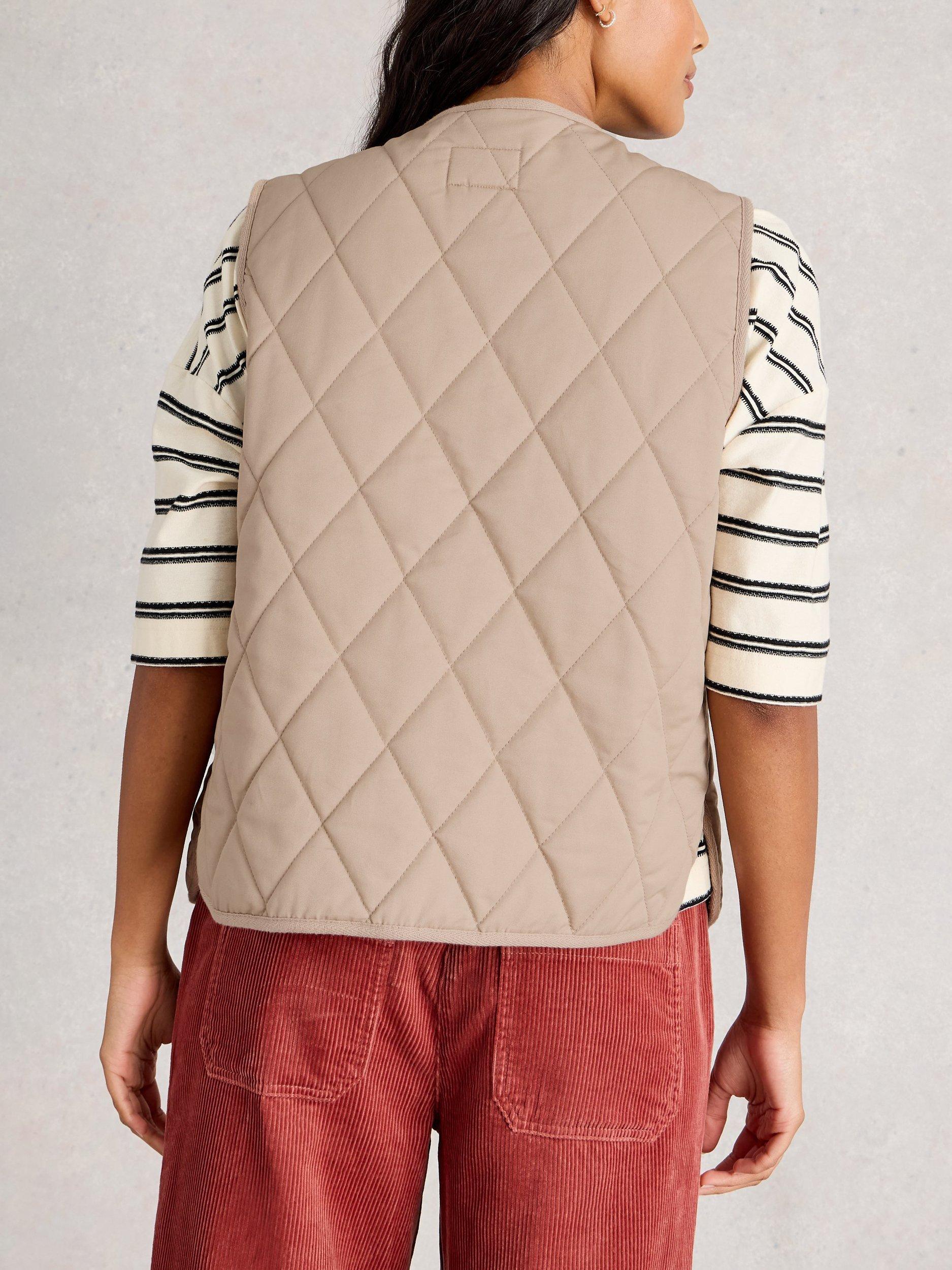 Product image 2 of 2, which shows White Stuff Emily Quilted Gilet, Natural, 6