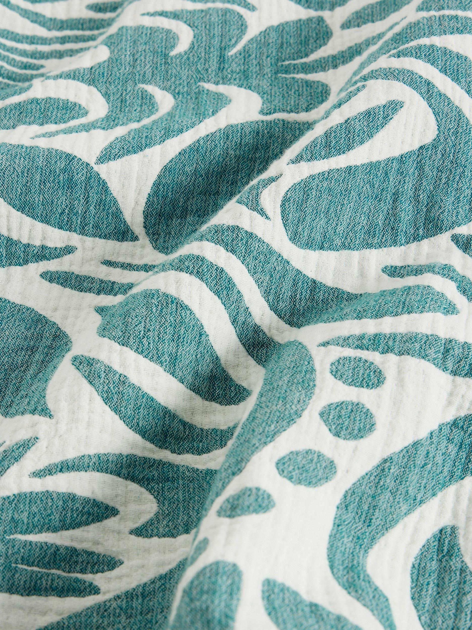 Product image 6 of 6, which shows White Stuff Eden Cotton Long Sleeve Collar Jacket, Aqua/White, 6