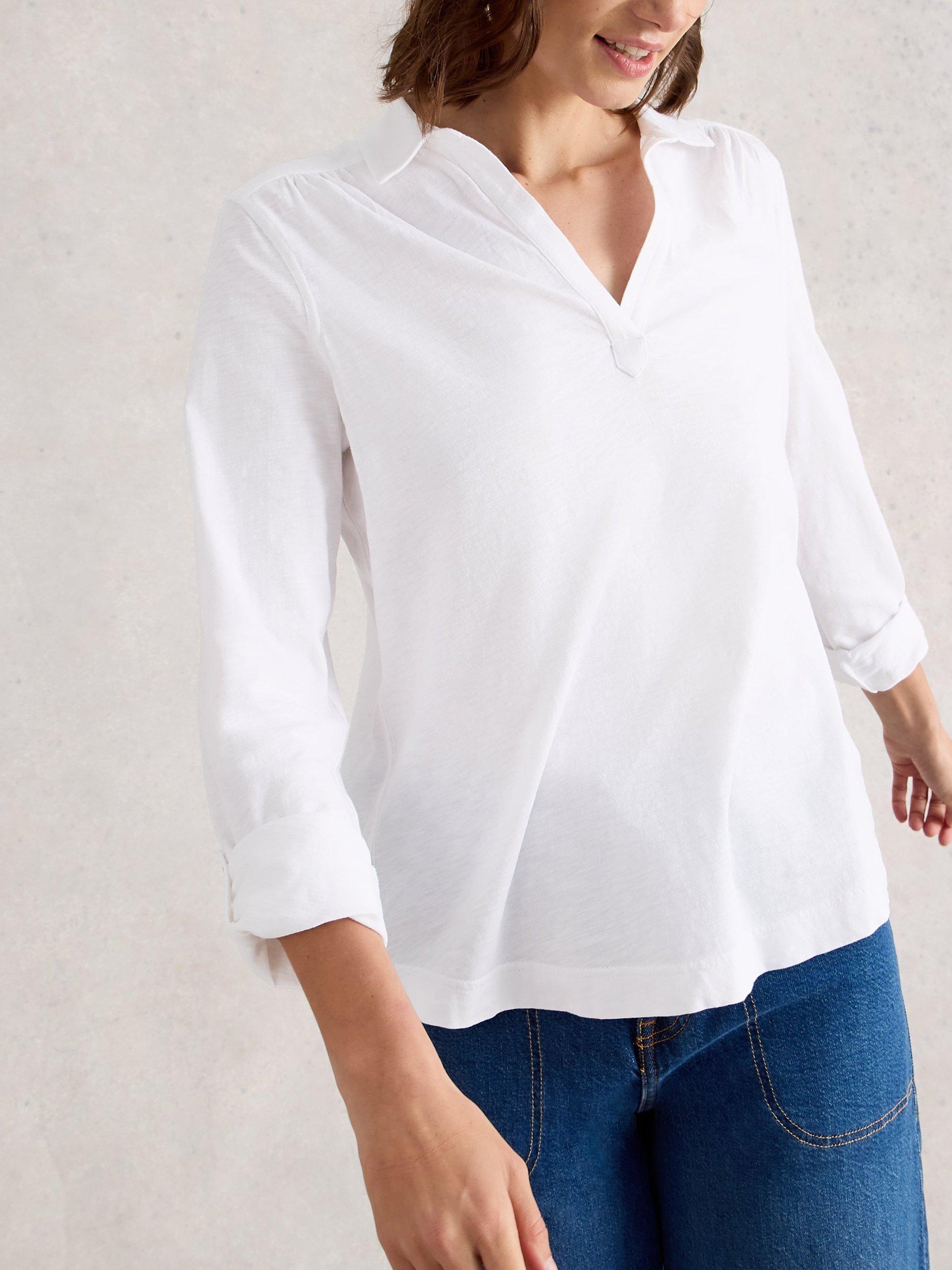Product image 3 of 6, which shows White Stuff Allie Long Sleeved Cotton Shirt, White, 6