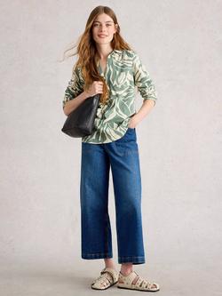 White Stuff  Allie Tree Print Long Sleeved Cotton Shirt, Green/Multi