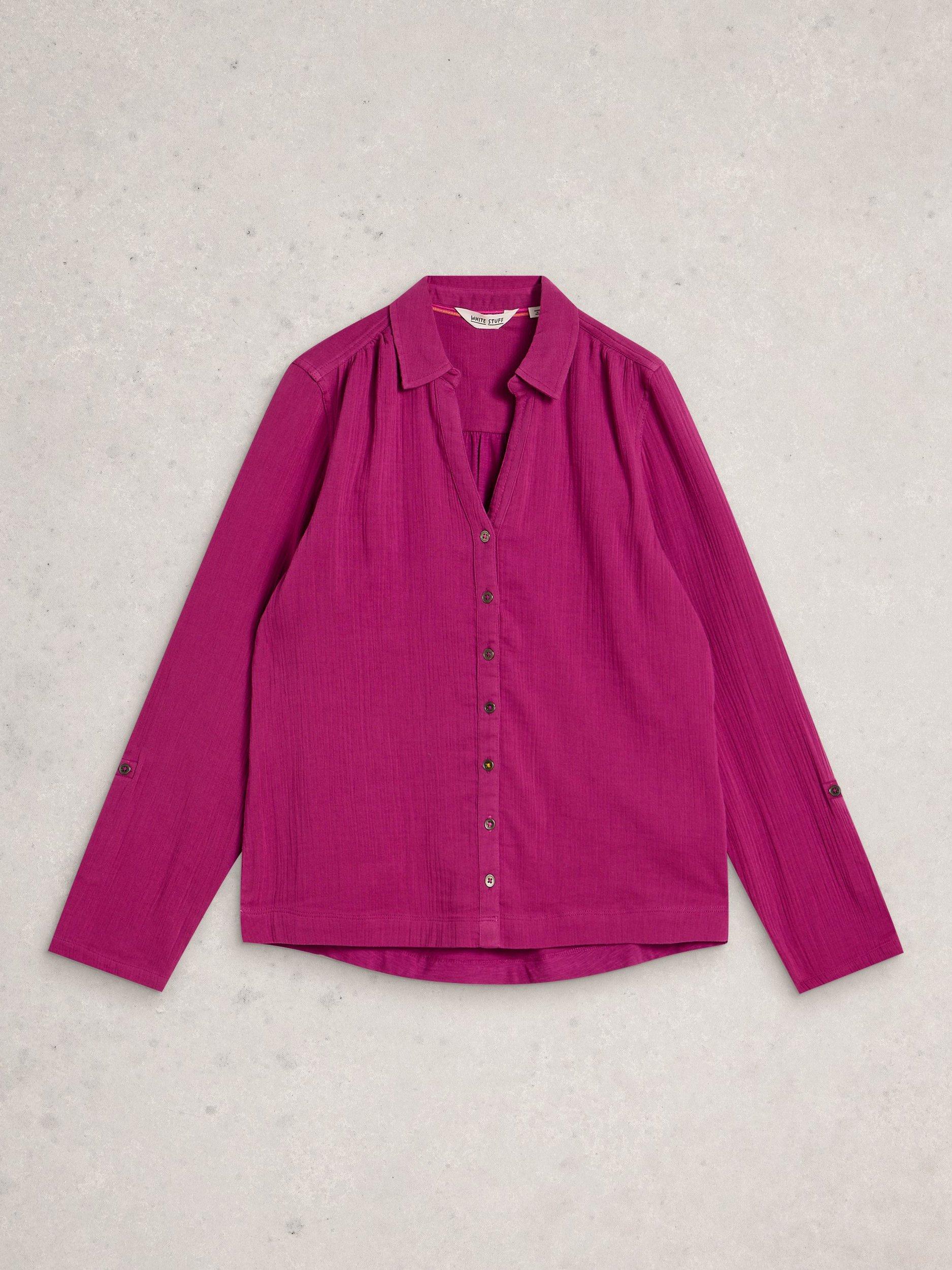 Product image 5 of 6, which shows White Stuff Annie Cotton Shirt, Mid Plum, 6