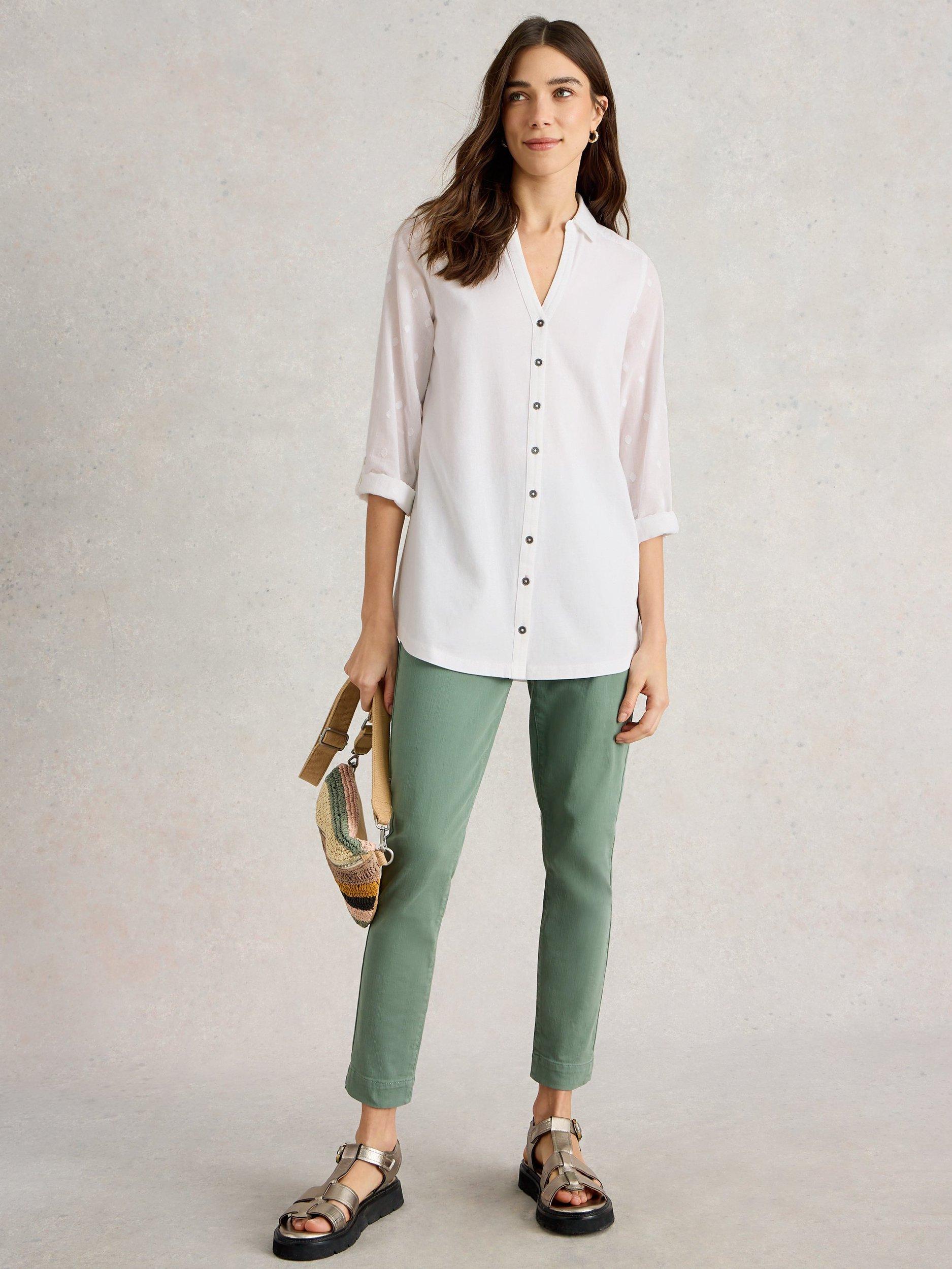 Product image 1 of 6, which shows White Stuff Annie Longline Shirt, Pale Ivory, 6