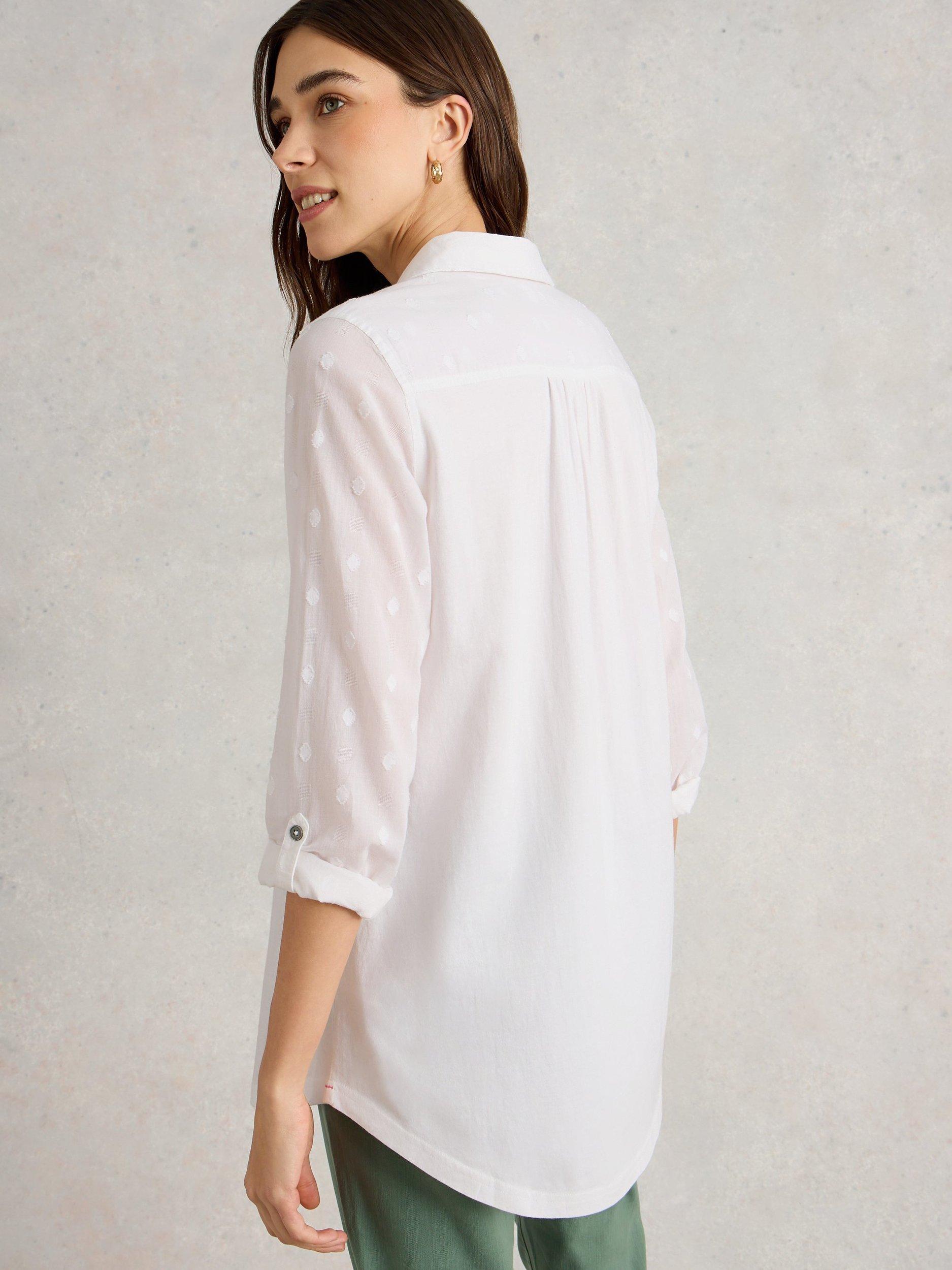 Product image 2 of 6, which shows White Stuff Annie Longline Shirt, Pale Ivory, 6