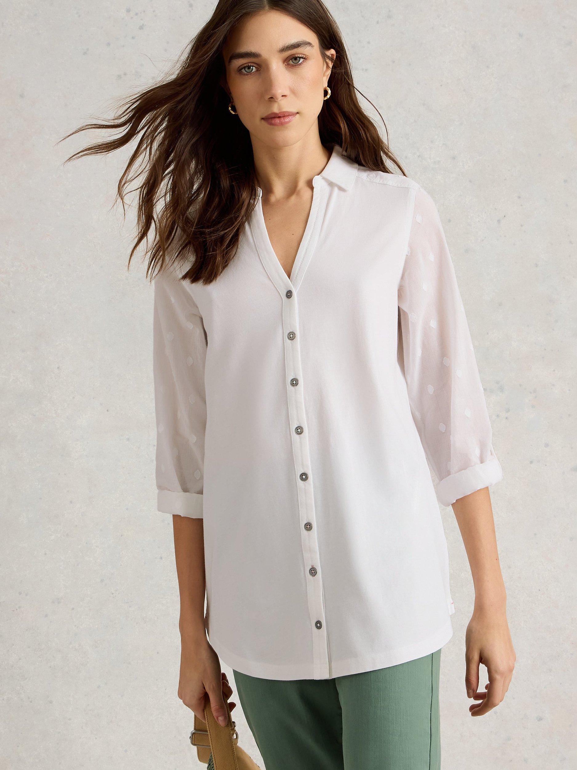 Product image 3 of 6, which shows White Stuff Annie Longline Shirt, Pale Ivory, 6