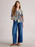White Stuff Annie Classic Abstract Print Buttoned Jersey Shirt