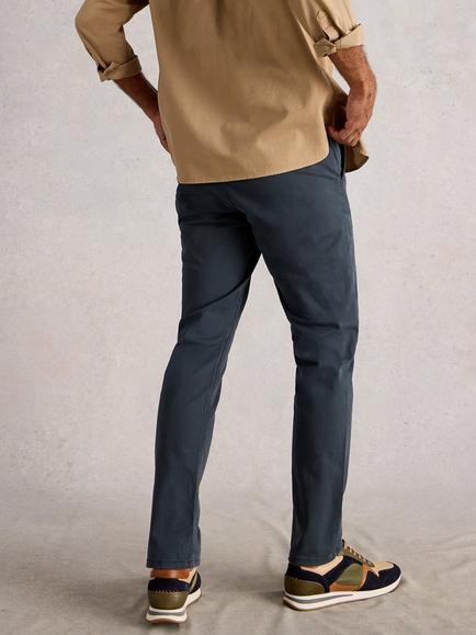 White Stuff Sutton Cotton Rich Slim Fit Chinos, Mid Brown - view 2, Dark Navy