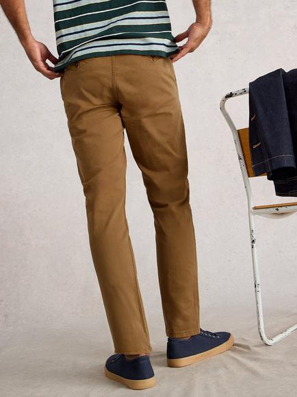 White Stuff Sutton Cotton Rich Slim Fit Chinos, Mid Brown - view 2, Mid Brown