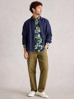 White Stuff Finsbury Cotton Regular Fit Leaf Print Shirt, Navy/Multi, Navy/Multi