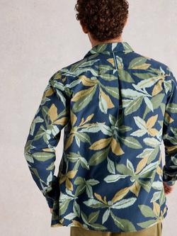 White Stuff Finsbury Cotton Regular Fit Leaf Print Shirt, Navy/Multi - view 2, Navy/Multi
