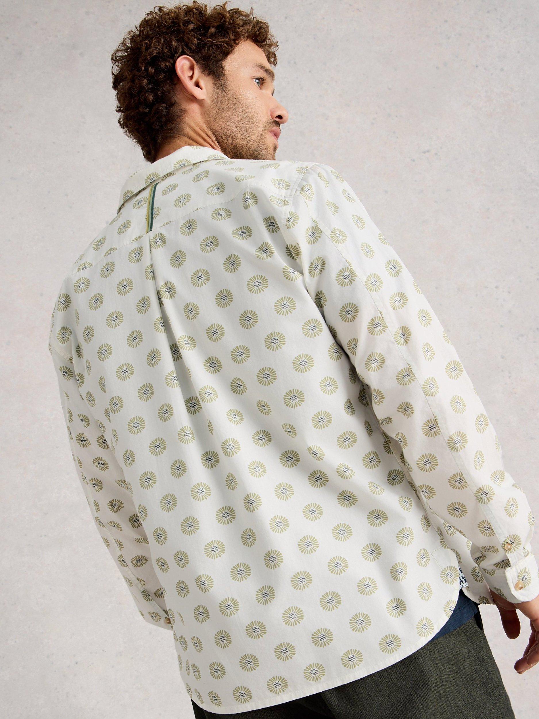 Product image 2 of 2, which shows White Stuff Finsbury Rustic Print Shirt, White/Multi, S Reg