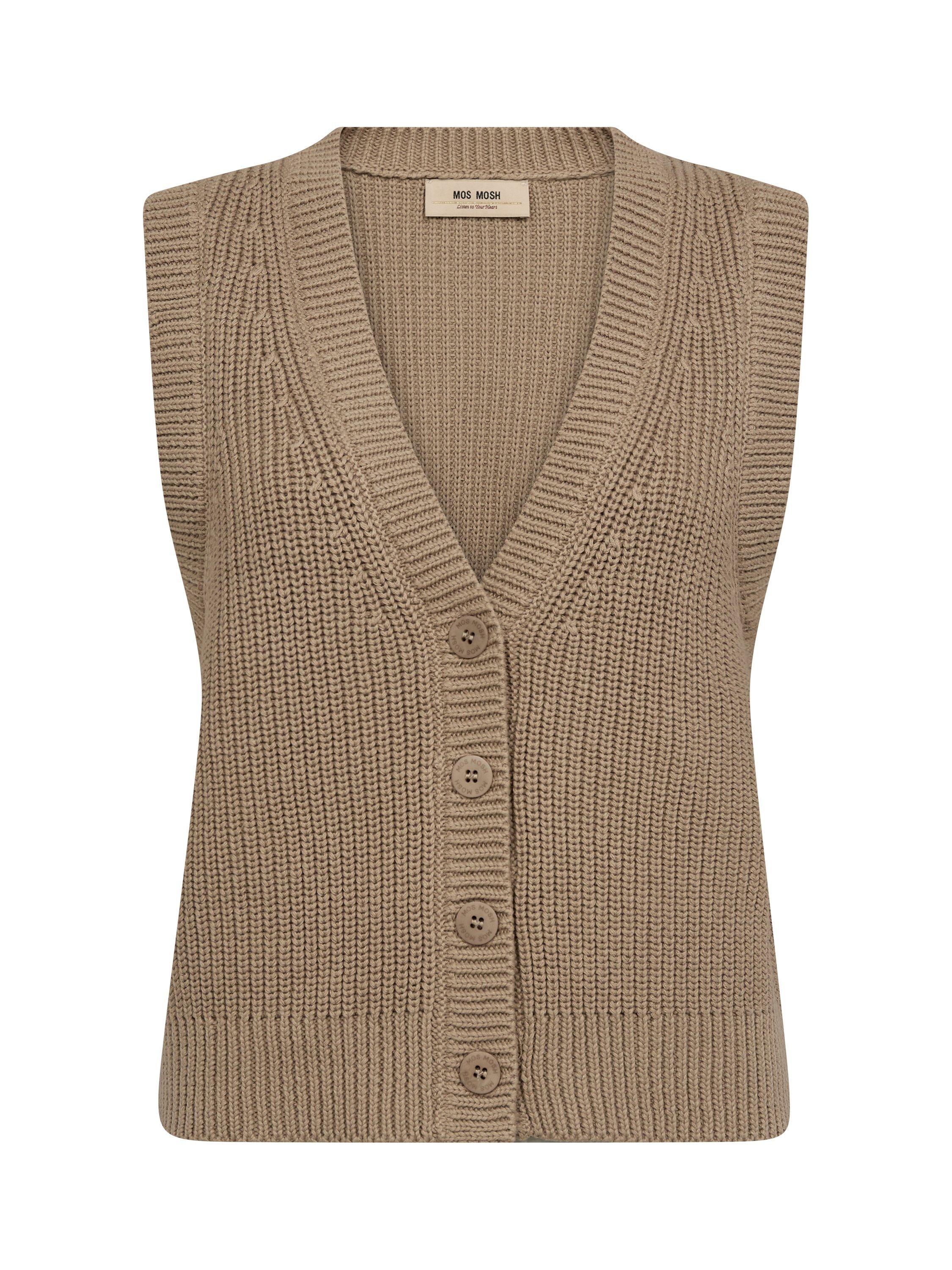 Product image 1 of 2, which shows MOS MOSH Kirby Knitted Waistcoat, Mid Brown, XS