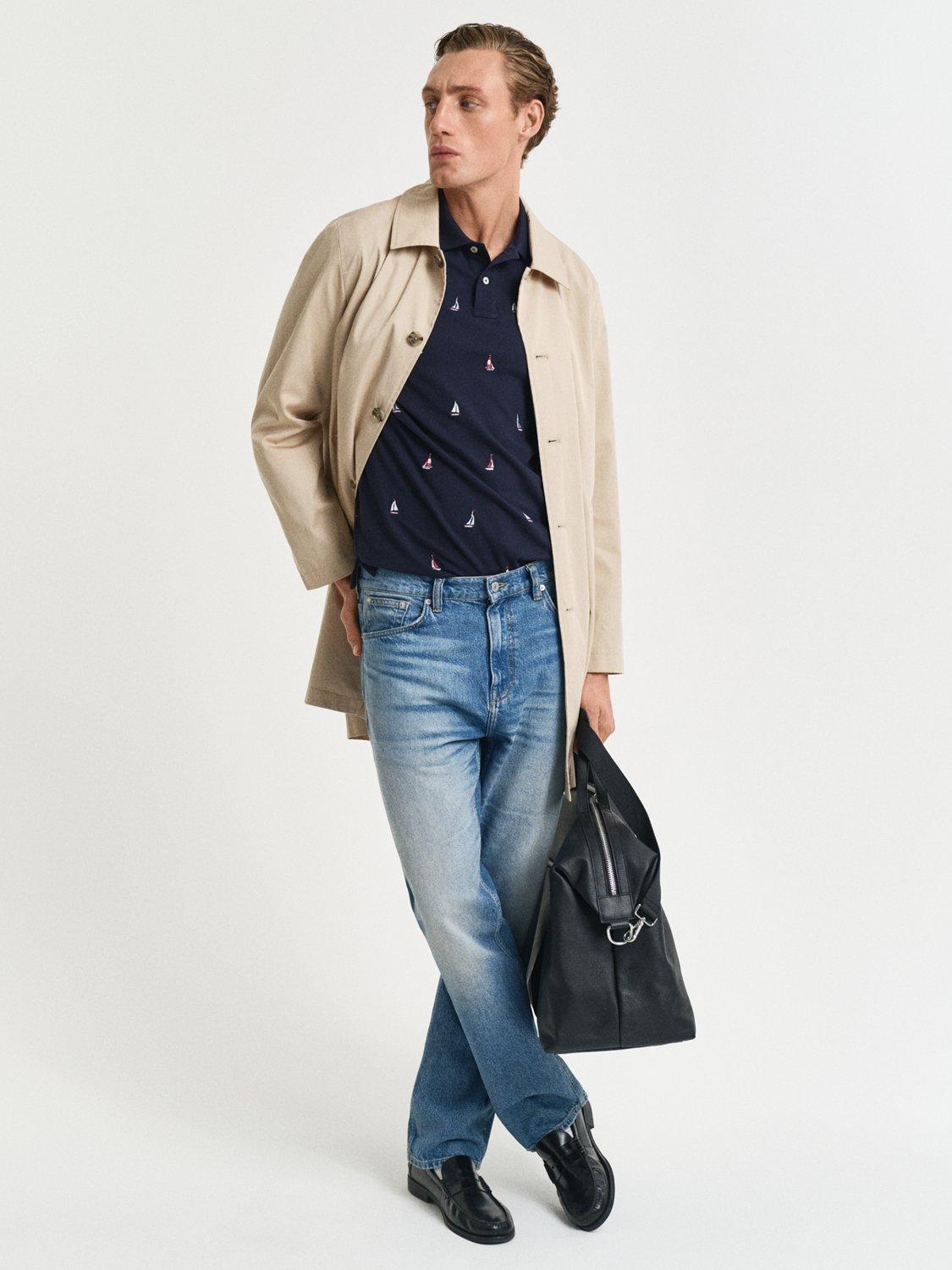 Product image 3 of 5, which shows GANT Embroidered Graphic Polo Shirt, Evening Blue, S