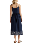 Benetton Fitted Bodice Square Neck Cotton Midi Dress