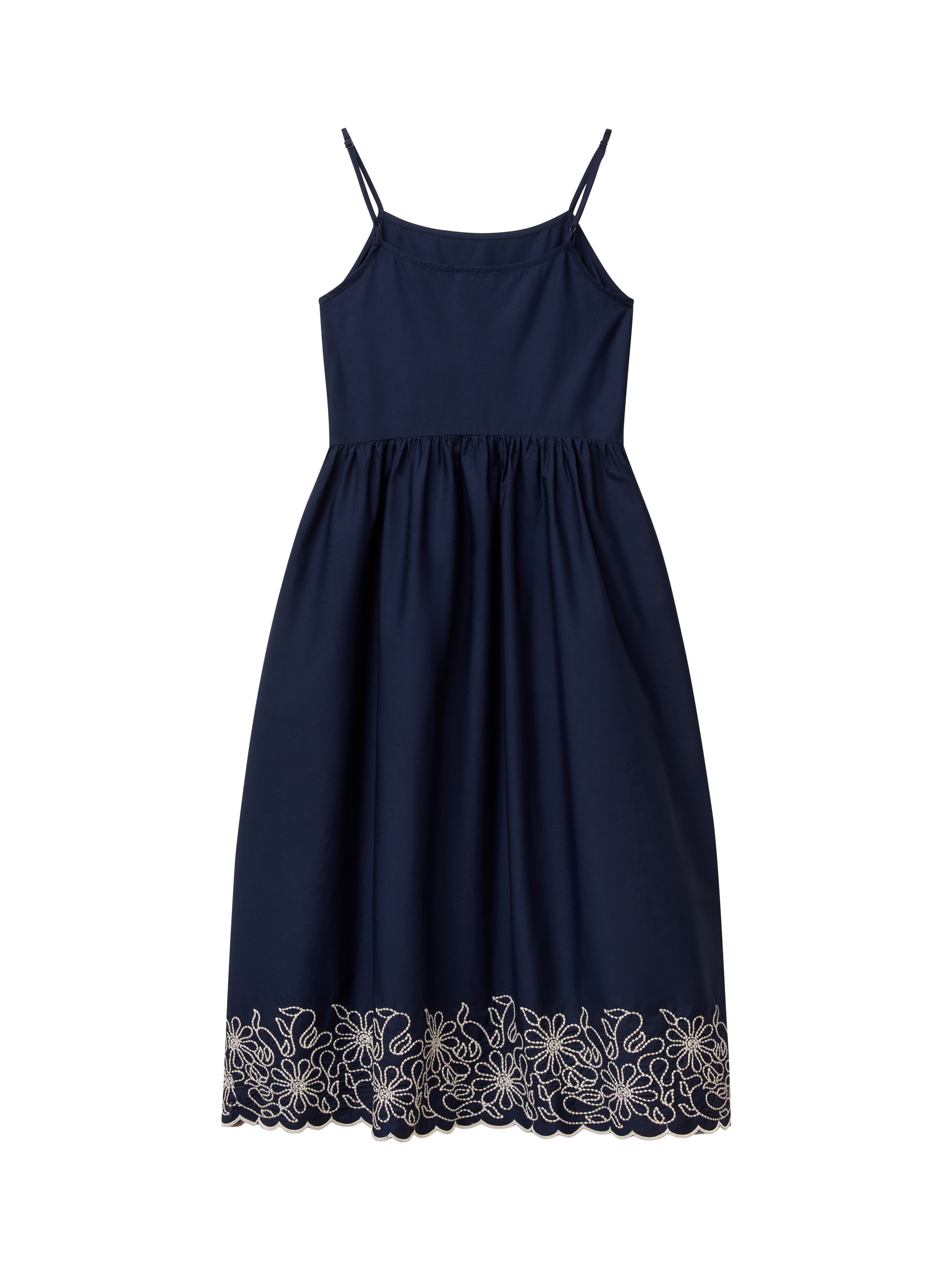 Product image 5 of 5, which shows Benetton Fitted Bodice Square Neck Cotton Midi Dress, Mid Blue, S