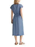 Benetton Short Sleeve Tie Waist Denim Midi Dress