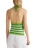 Benetton Geometric Striped Halterneck Knitted Cotton Blend Top