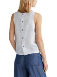 Benetton Button Back Linen Blend Top, Air Force Blue