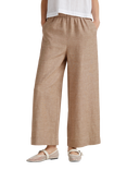 Benetton Wide Leg Mid Cropped Linen Blend Trousers