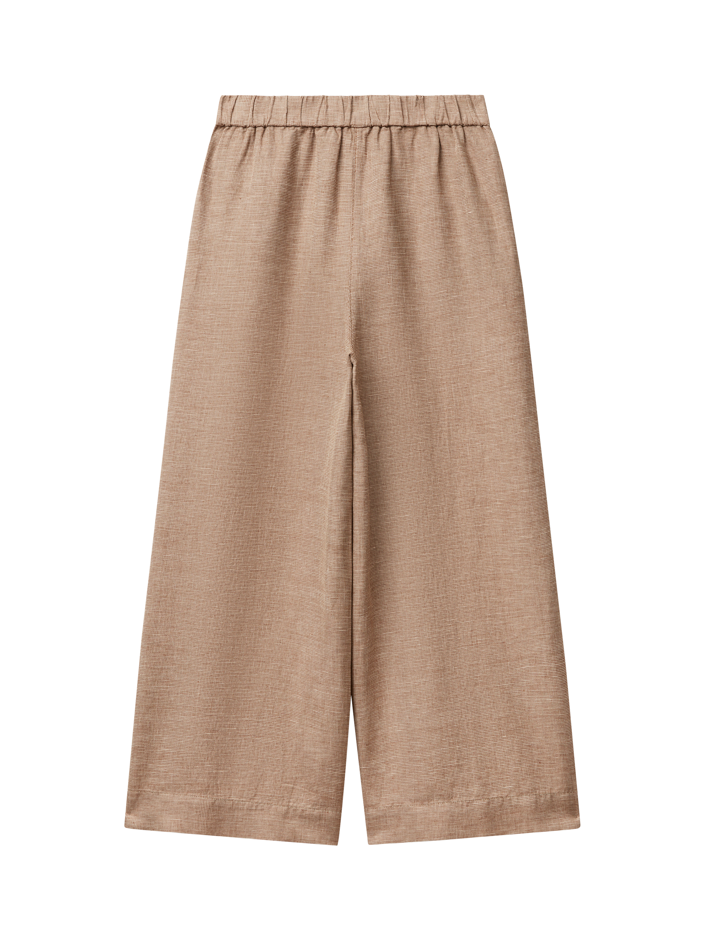 Product image 5 of 5, which shows Benetton Wide Leg Mid Cropped Linen Blend Trousers, Mid Brown, XL