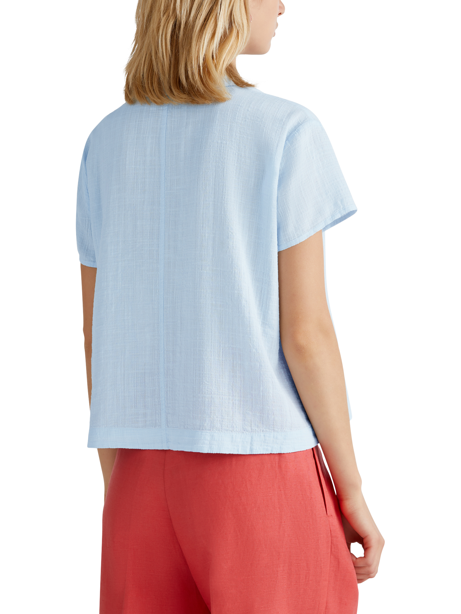 Product image 2 of 4, which shows Benetton A-Line Gauze Shirt, Mid Blue, XL