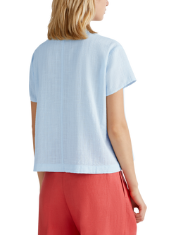 Benetton A-Line Gauze Shirt, Mid Blue - view 2, Mid Blue