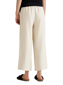Benetton Wide Leg Mid Cropped Linen Trousers - view 2, Natural Cream