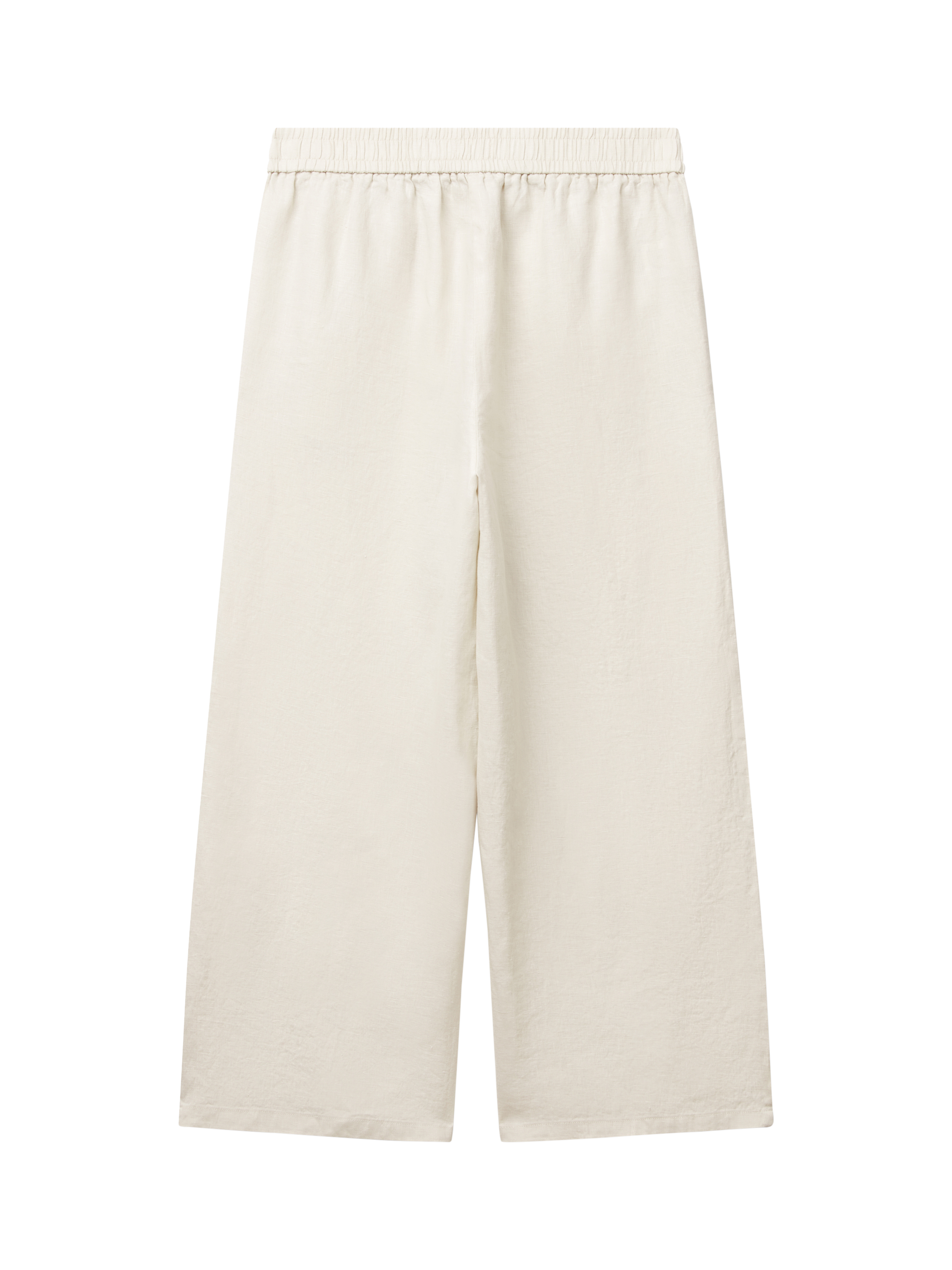 Product image 5 of 5, which shows Benetton Wide Leg Mid Cropped Linen Trousers, Natural Cream, XS