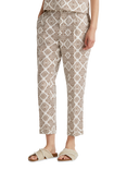 Benetton Mid Cropped Abstract Print Linen Cigarette Trousers