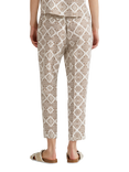 Benetton Mid Cropped Abstract Print Linen Cigarette Trousers