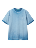 Benetton Kids' Cotton Faded T-Shirt, Sky Blue