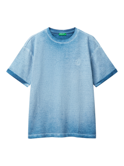 Benetton Kids' Cotton Faded T-Shirt, Sky Blue, Sky Blue